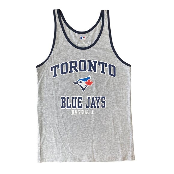 Toronto Blue Jays Tank Top Adult Small Gray Muscle Shirt Basball MLB Logo Men - Picture 1 of 4